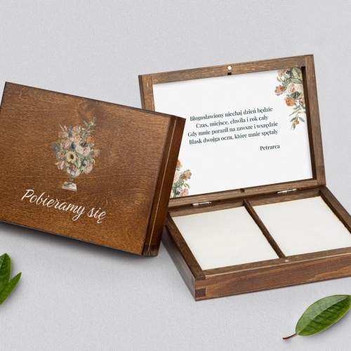 Pudełko na obrączki prostokątne brązowe - Rustic Summer Motyw 2