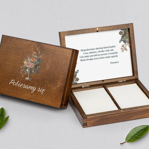 Pudełko na obrączki prostokątne brązowe - Rustic Summer Motyw 3