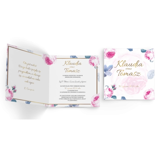 Zaproszenia ślubne Dream - Składane Kwadrat Motyw 3