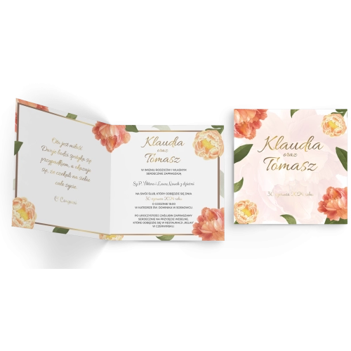 Zaproszenia ślubne Dream - Składane Kwadrat Motyw 5