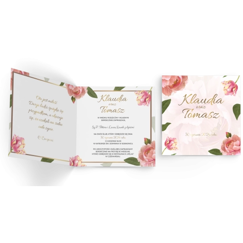 Zaproszenia ślubne Dream - Składane Kwadrat Motyw 6