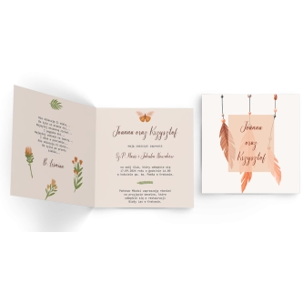 Zaproszenia ślubne Butterflies - Składane Kwadrat Motyw 1