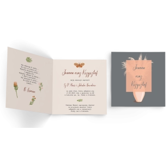 Zaproszenia ślubne Butterflies - Składane Kwadrat Motyw 4