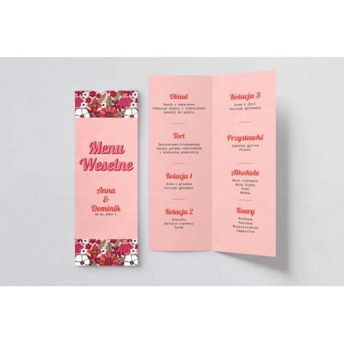Menu Weselne Retro Style - Motyw 2