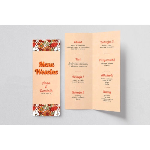 Menu Weselne Retro Style - Motyw 3