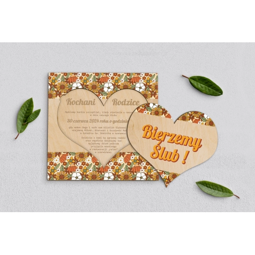 Drewniane Zaproszenie dla Rodziców - Retro Style Motyw 1