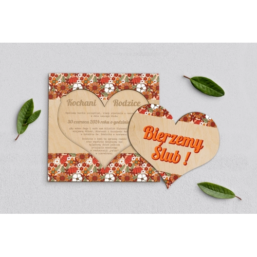 Drewniane Zaproszenie dla Rodziców - Retro Style Motyw 3