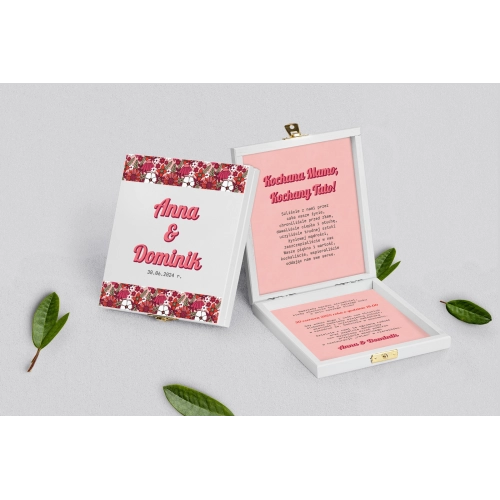 Zaproszenie dla Rodziców - białe Retro Style Motyw 2