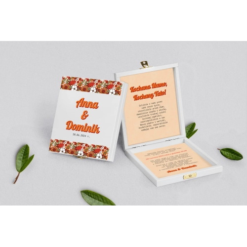 Zaproszenie dla Rodziców - białe Retro Style Motyw 3