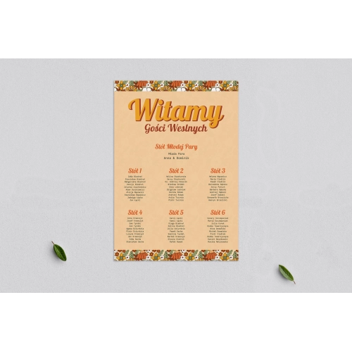 Plan stołów weselnych Retro Style - Motyw 1