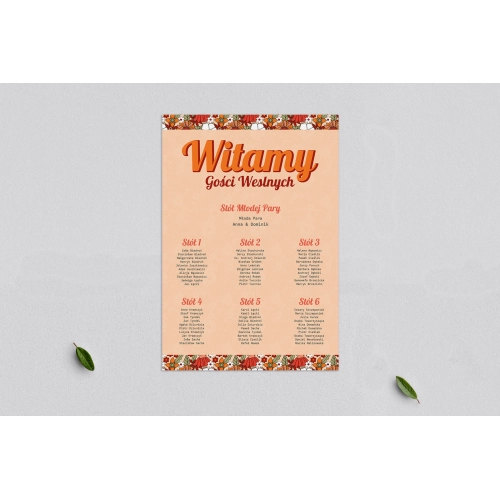 Plan stołów weselnych Retro Style - Motyw 3