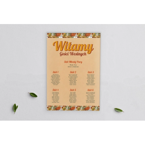 Plan stołów weselnych na płótnie Retro Style Motyw 1