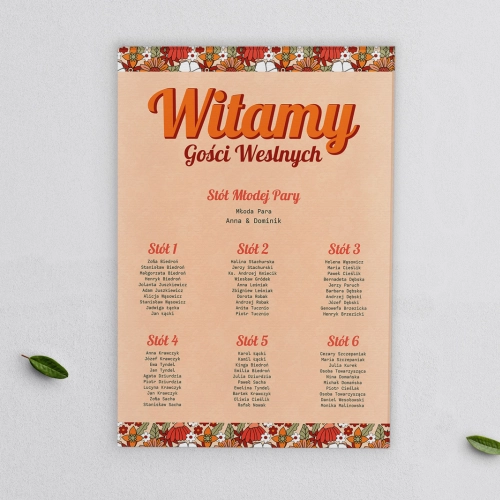 Plan stołów weselnych na płótnie Retro Style Motyw 3