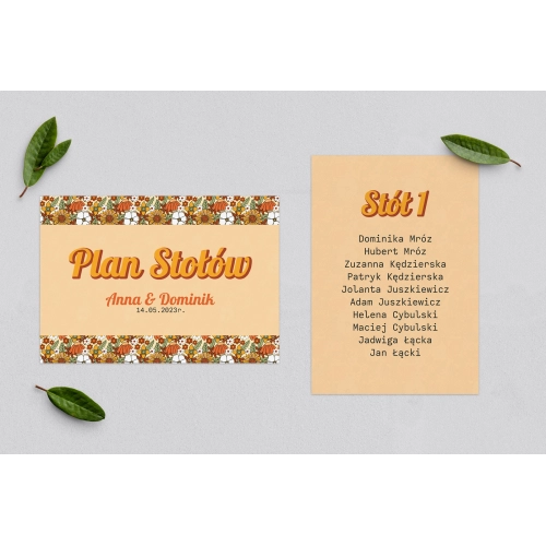 Plan Stołów - Karteczka Retro Style Motyw 1