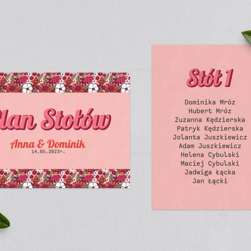 Plan Stołów - Karteczka Retro Style Motyw 2