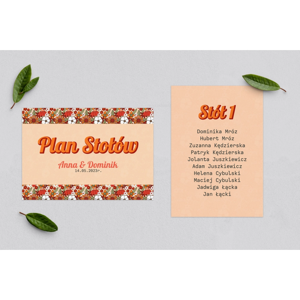 Plan Stołów - Karteczka Retro Style Motyw 3