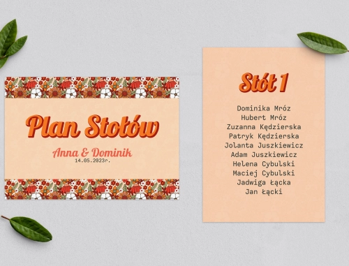 Plan Stołów - Karteczka Retro Style Motyw 3