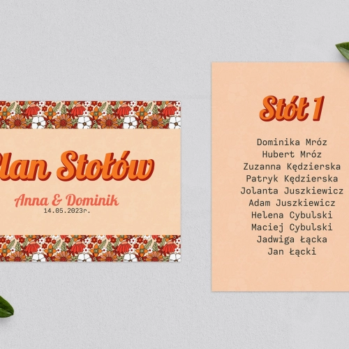 Plan Stołów - Karteczka Retro Style Motyw 3