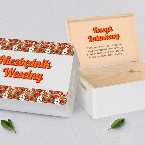 Koszyczek ratunkowy weselny biały - Retro Style Motyw 3