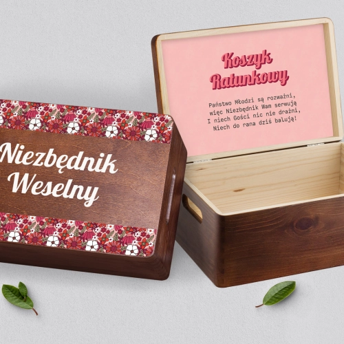 Koszyczek ratunkowy weselny brązowy - Retro Style Motyw 2