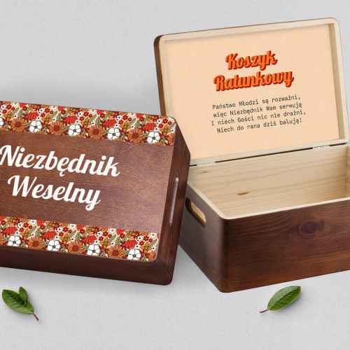 Koszyczek ratunkowy weselny brązowy - Retro Style Motyw 3