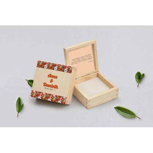 Pudełko na obrączki naturalne - Retro Style Motyw 3