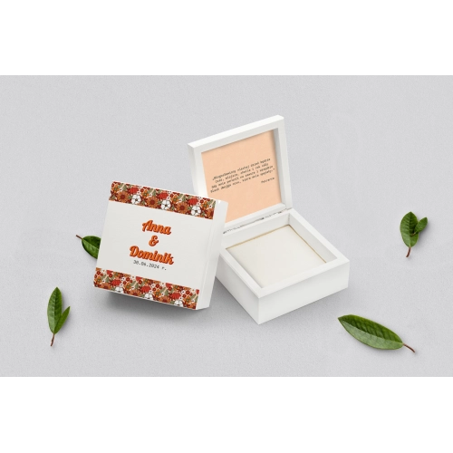 Pudełko na obrączki białe - Retro Style Motyw 3