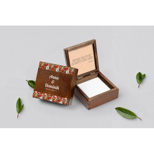 Pudełko na obrączki brązowe - Retro Style Motyw 3