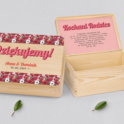 Skrzyneczka dla Rodziców - naturalna Retro Style Motyw 2