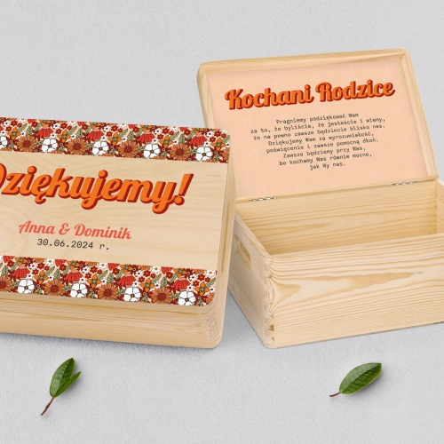 Skrzyneczka dla Rodziców - naturalna Retro Style Motyw 3
