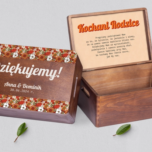 Skrzyneczka dla Rodziców - brązowa Retro Style Motyw 3