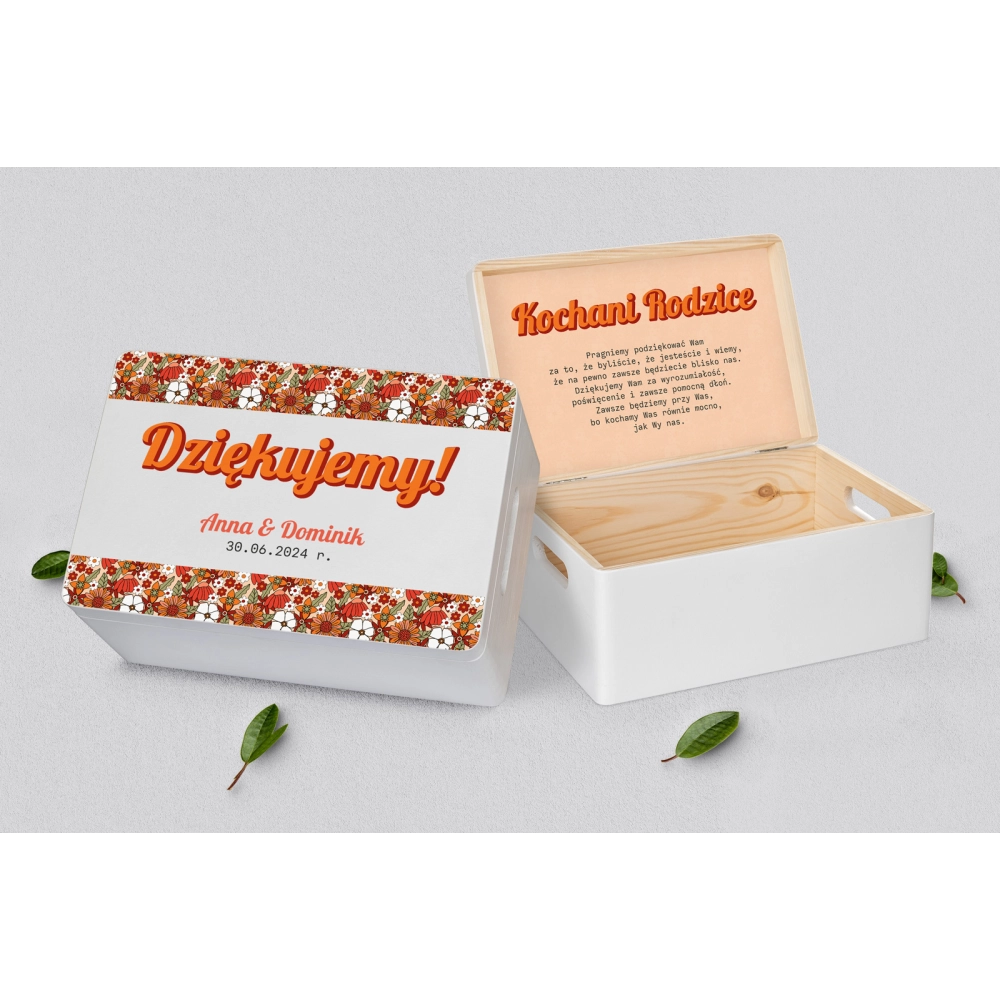 Skrzyneczka dla Rodziców - biała Retro Style Motyw 3