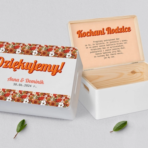Skrzyneczka dla Rodziców - biała Retro Style Motyw 3
