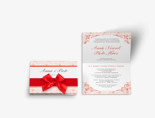 Zaproszenie ślubne Ornaments - Czerwone