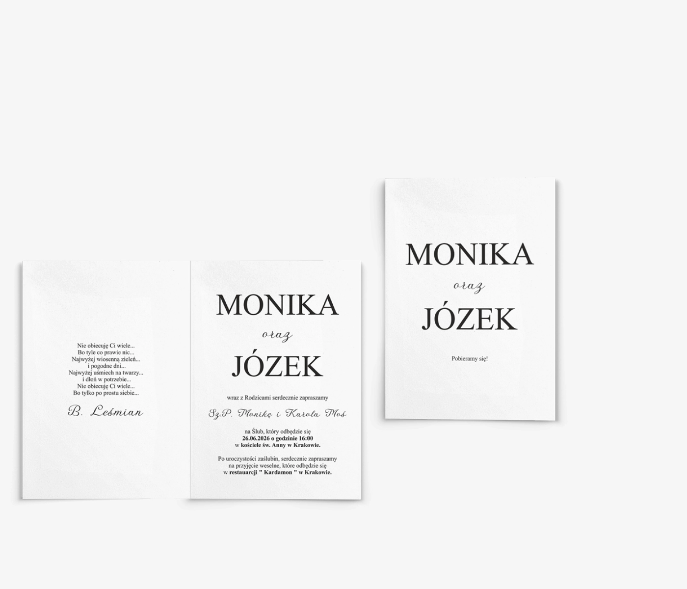 Zaproszenia ślubne Minimalistyczne - Składane Motyw 6