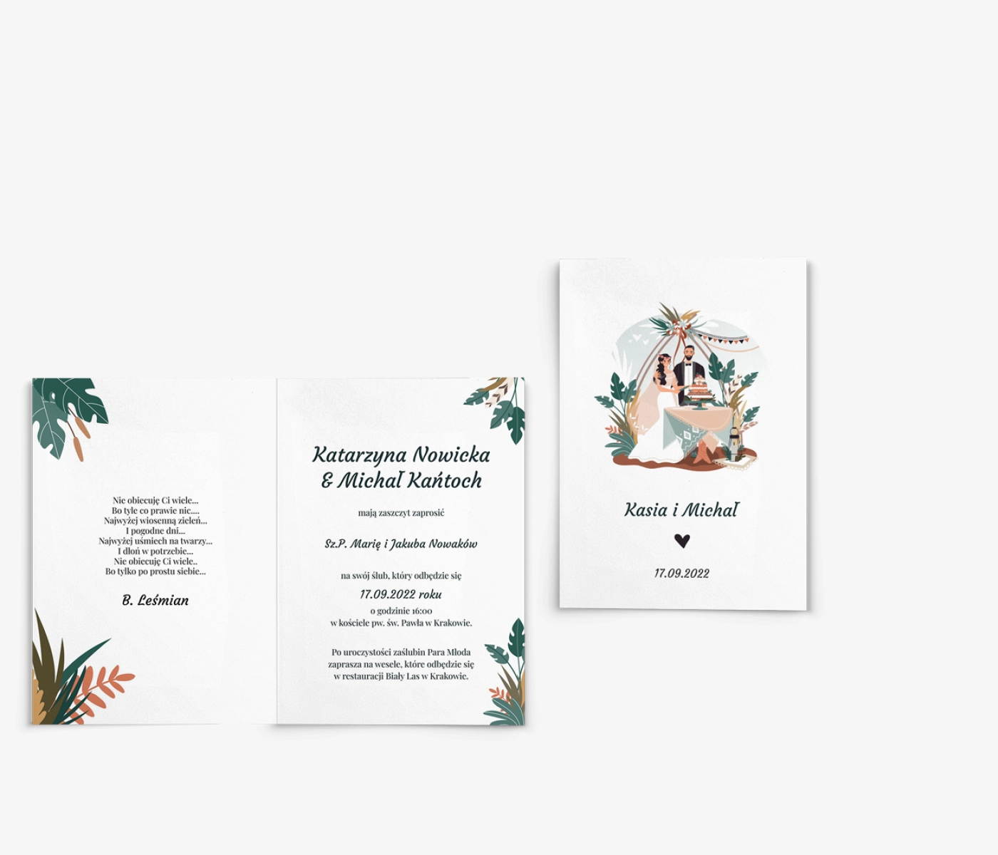 Zaproszenia ślubne Boho wedding - Składane motyw 2