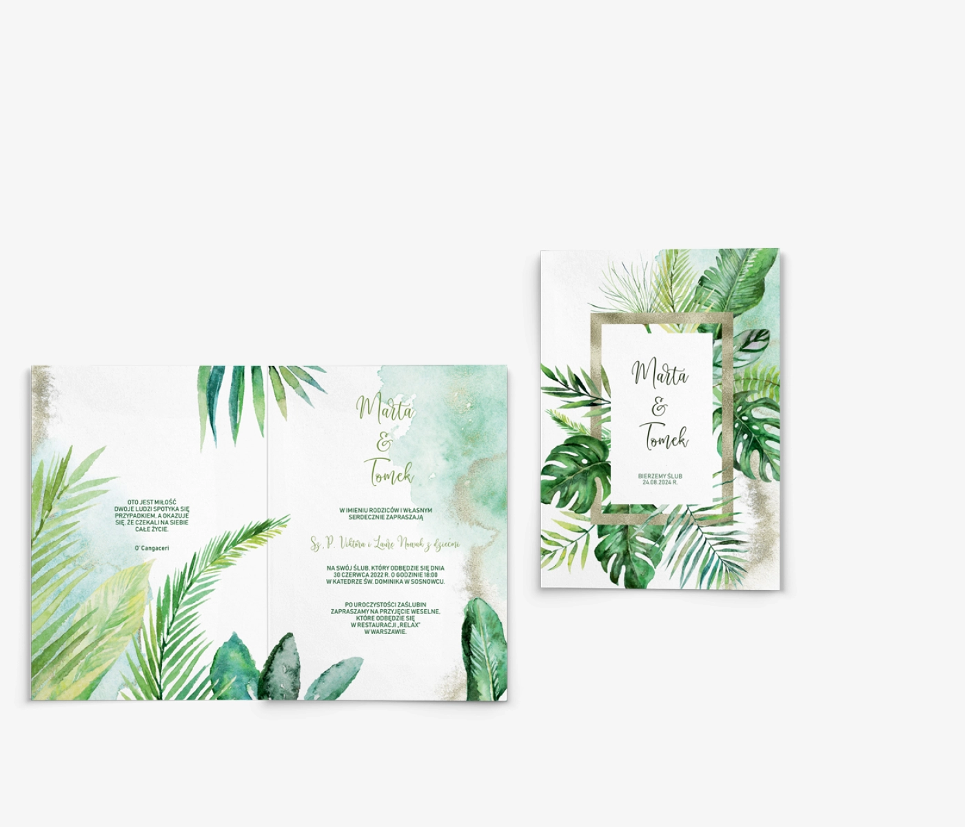 Zaproszenia ślubne Tropical- Składane Motyw 2