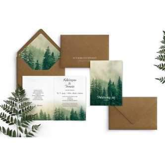 Ekologiczne Zaproszenia ślubne Forest - Składane z&nbsp;wkładką