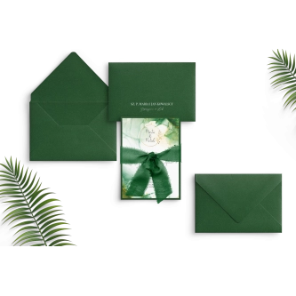 Oryginalne Zaproszenia ślubne Glamour Ink z&nbsp;dodatkiem butelkowej zieleni