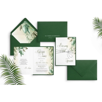 Piękne zaproszenie About You z&nbsp;dopasowaną kopertą w&nbsp;kolorze zielonym