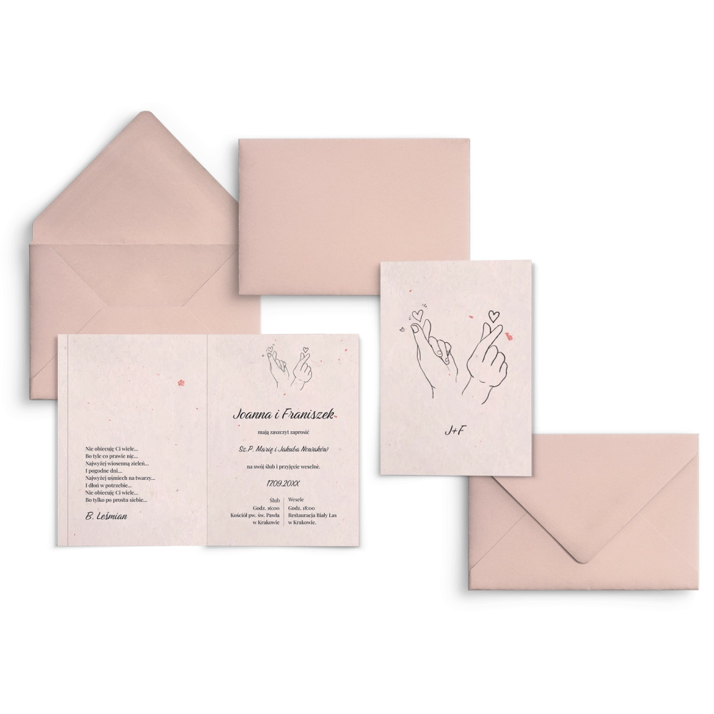 Oryginalne Zaproszenia ślubne Couple - pudrowo różowe