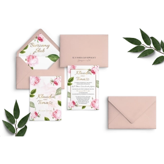 Zaproszenia ślubne Dream z&nbsp;kopertą w&nbsp;odcieniu pudrowego różu