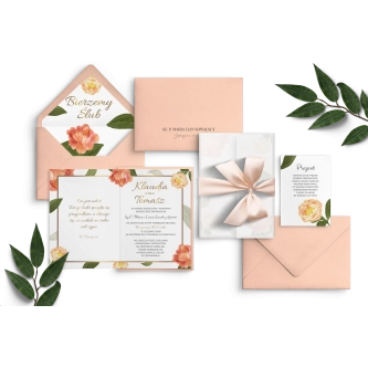 Piękne Zaproszenia ślubne Dream z&nbsp;kokardą, wkładka oraz kopertą