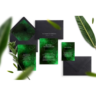 Oryginalne i&nbsp;nowoczesne Zaproszenia ślubne Colors of the Sky z&nbsp;czarną kopertą i&nbsp;dodatkowymi kartami