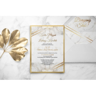 Zaproszenia ślubne Marmur & Złoto - Motyw 1 - Złote