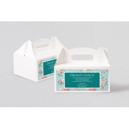 Pudełko na ciasto weselne Kwiatowe Pole Motyw 1