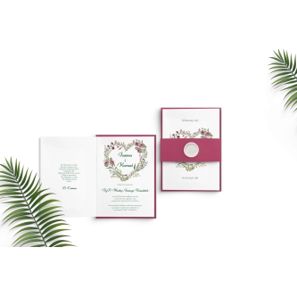 Piękne zaproszenie z&nbsp;motywem serca z&nbsp;dopasowaną kopertą i&nbsp;białym lakiem