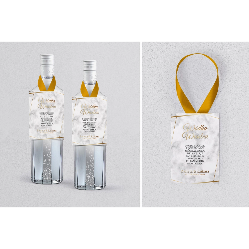 Zawieszka na alkohol Marmur & Złoto - Motyw 2