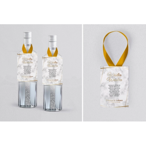 Zawieszka na alkohol Marmur & Złoto - Motyw 2