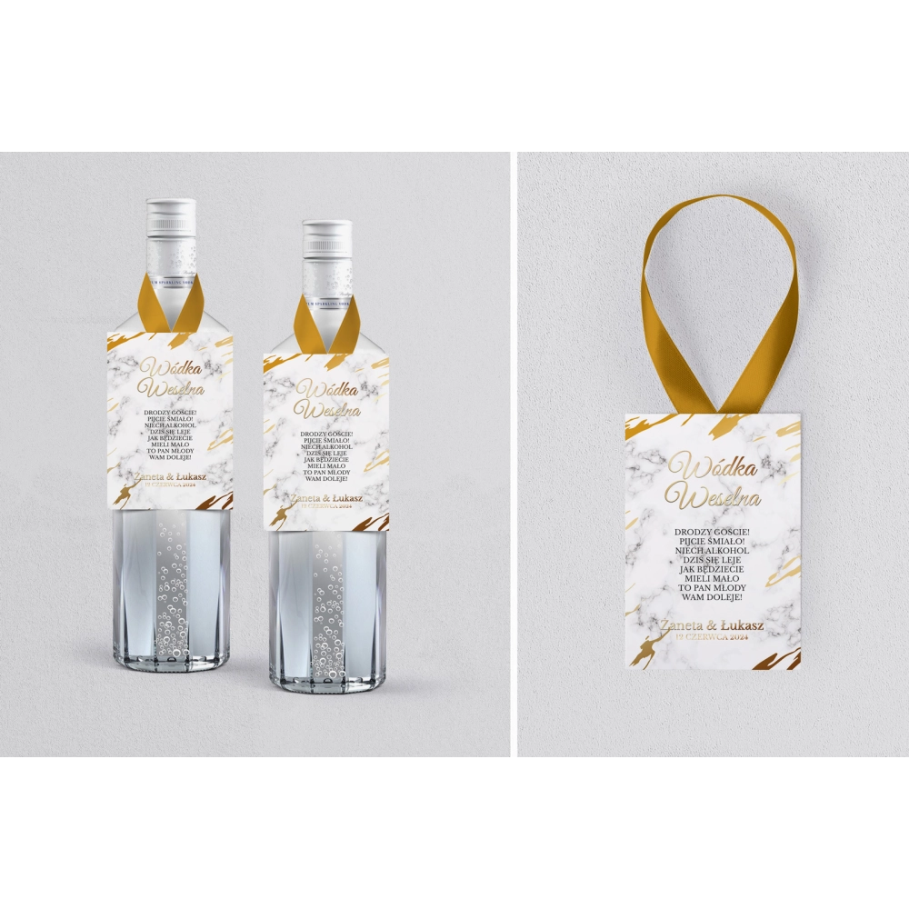 Zawieszka na alkohol Marmur & Złoto - Motyw 3